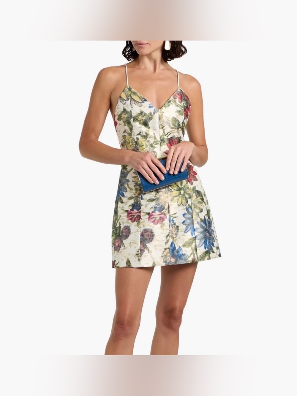Alice + Olivia Tayla Floral Jacquard Structured Lantern Dress